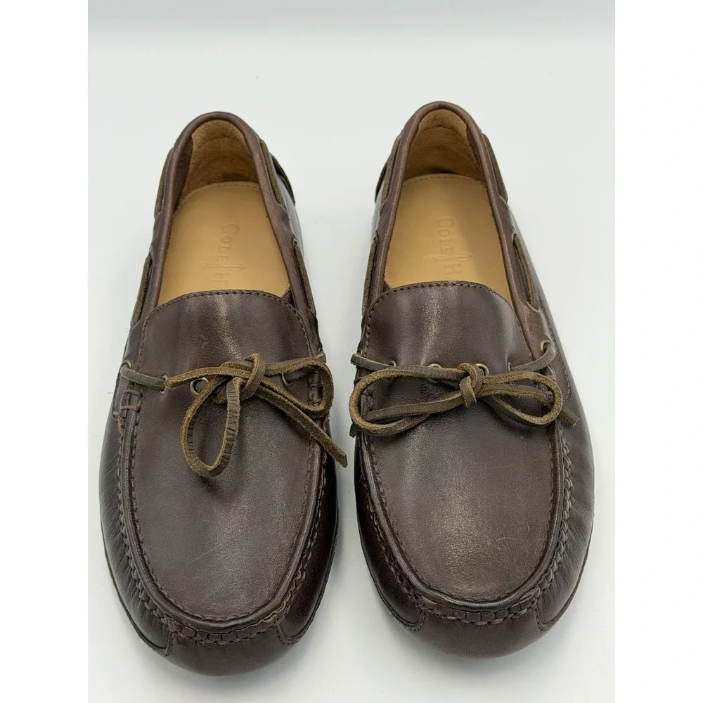 Cole Haan Grant Driver Moc Brown Leather Driving Loafers Shoes Men 8M